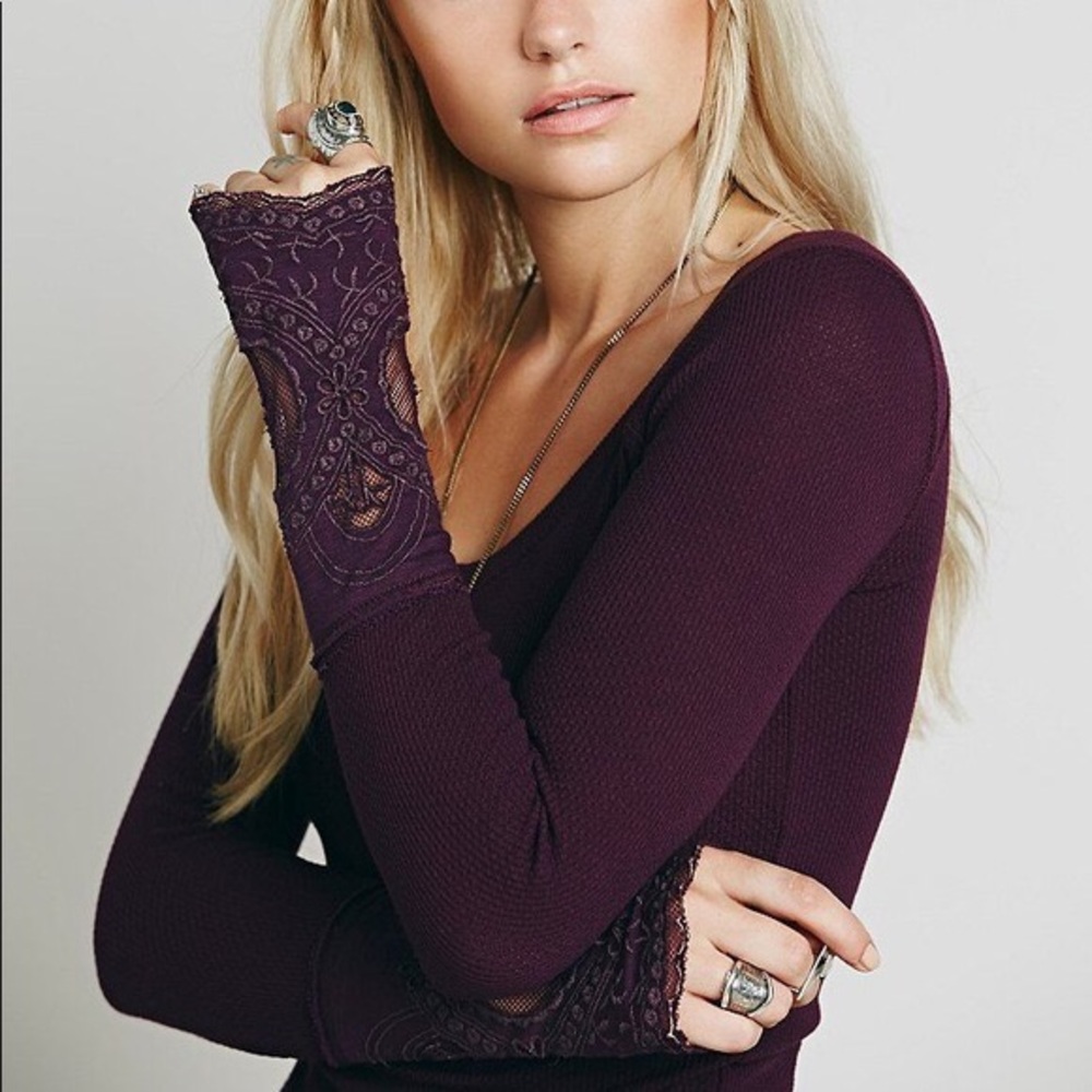 Eggplant Lace Cuff Thermal from Free People - M